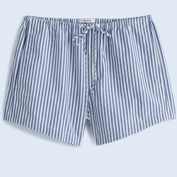 Madewell NWT Drawstring Pull-On Shorts in Pure Blue Stripe Size XL - Picture 6 of 9